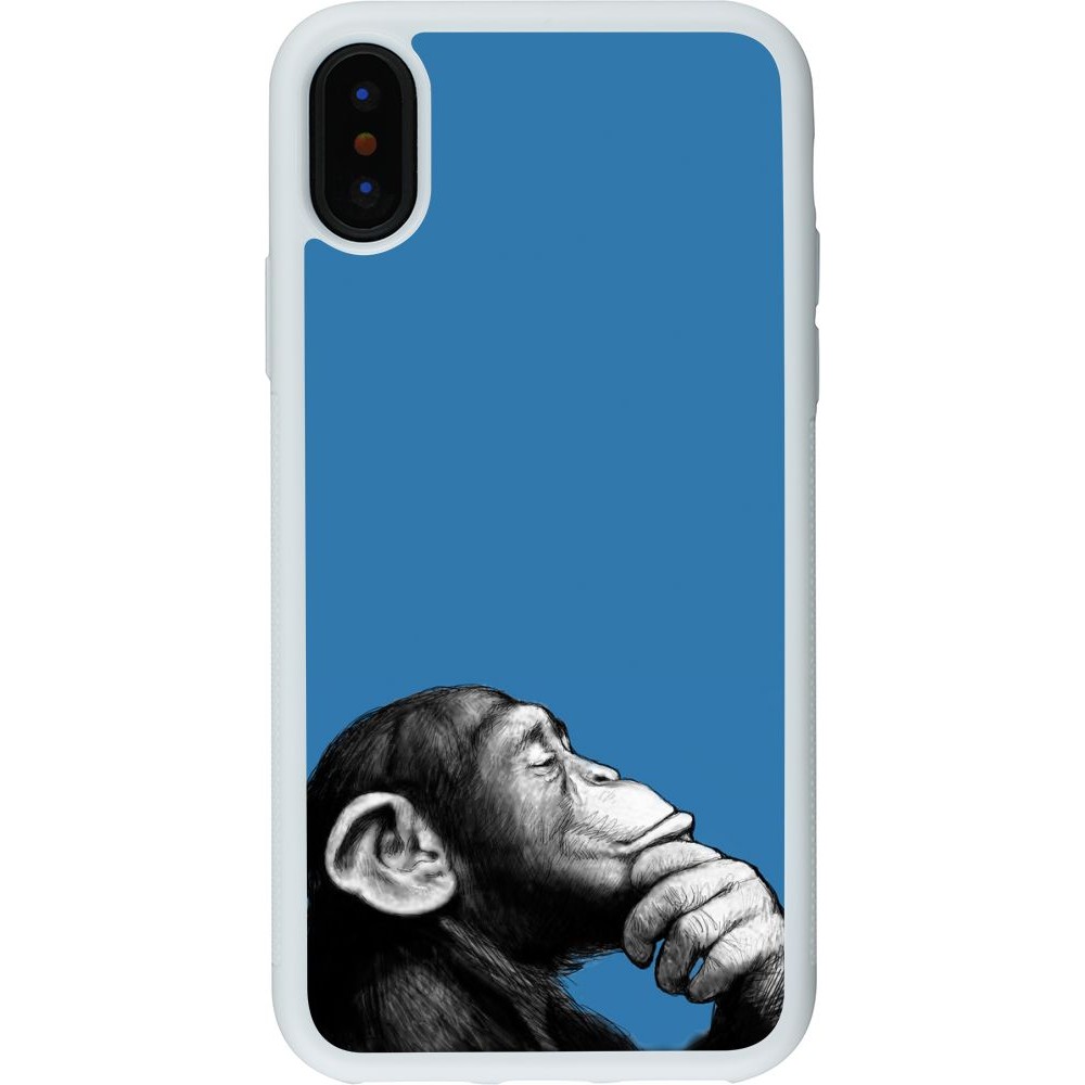 Coque iPhone X / Xs - Silicone rigide blanc Monkey Pop Art