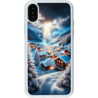 Coque iPhone X / Xs - Silicone rigide blanc Mont Neige Lumière