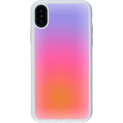 Coque iPhone X / Xs - Silicone rigide blanc Orange Pink Blue Gradient