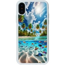 Coque iPhone X / Xs - Silicone rigide blanc Plage Paradis