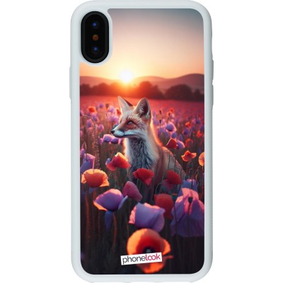 Coque iPhone X / Xs - Silicone rigide blanc Renard pourpre au crépuscule