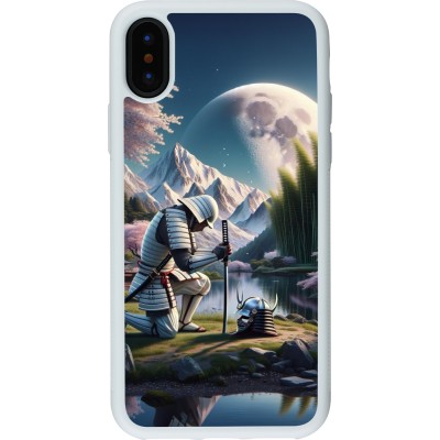 Coque iPhone X / Xs - Silicone rigide blanc Samurai Katana Lune