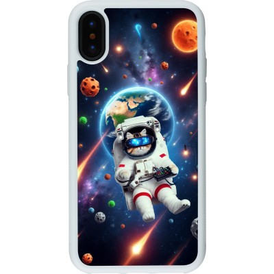 Coque iPhone X / Xs - Silicone rigide blanc VR SpaceCat Odyssey