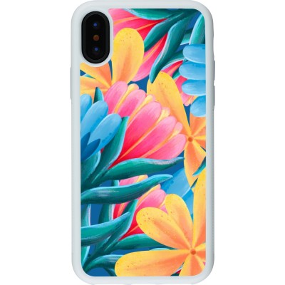 Coque iPhone X / Xs - Silicone rigide blanc Spring 23 colorful flowers