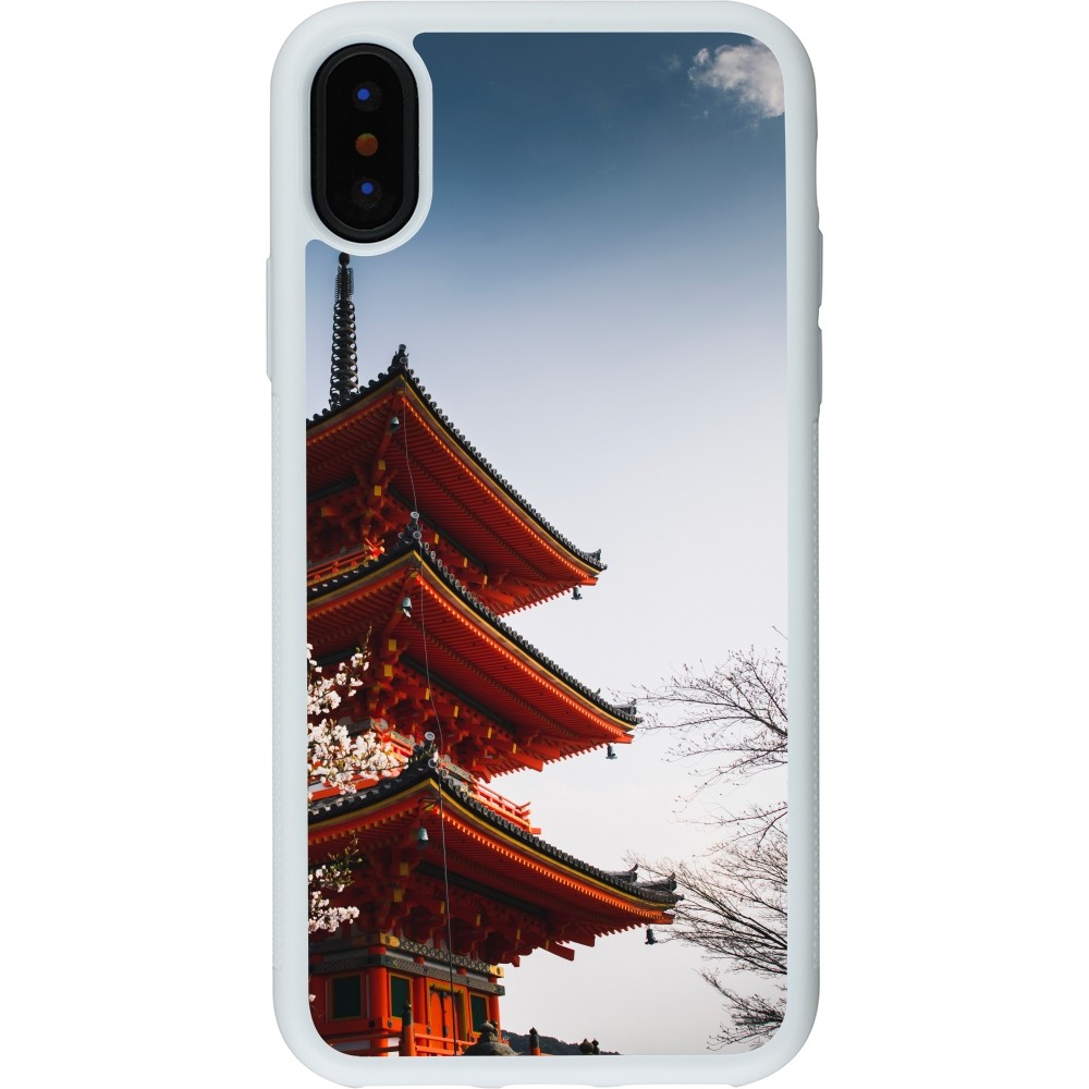 Coque iPhone X / Xs - Silicone rigide blanc Spring 23 Japan