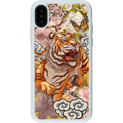 Coque iPhone X / Xs - Silicone rigide blanc Spring 23 japanese tiger