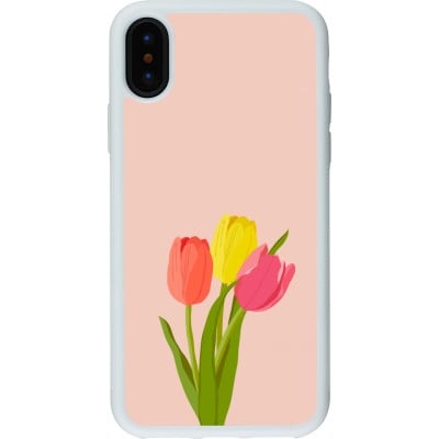 Coque iPhone X / Xs - Silicone rigide blanc Spring 23 tulip trio