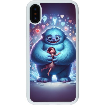 Coque iPhone X / Xs - Silicone rigide blanc Valentine 2024 Fluffy Love