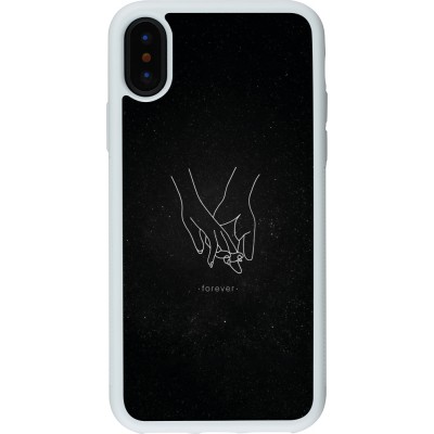 Coque iPhone X / Xs - Silicone rigide blanc Valentine 2023 hands forever