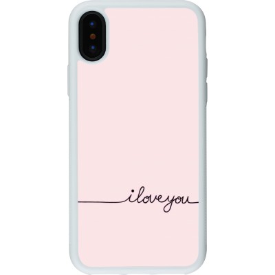 Coque iPhone X / Xs - Silicone rigide blanc Valentine 2023 i love you writing