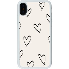 Coque iPhone X / Xs - Silicone rigide blanc Valentine 2023 minimalist hearts