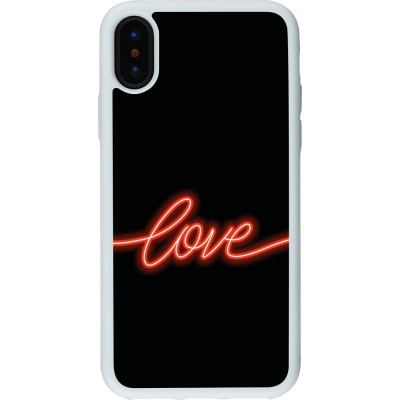 Coque iPhone X / Xs - Silicone rigide blanc Valentine 2023 neon love