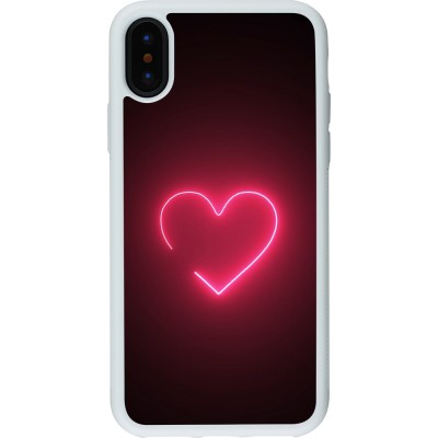 Coque iPhone X / Xs - Silicone rigide blanc Valentine 2023 single neon heart