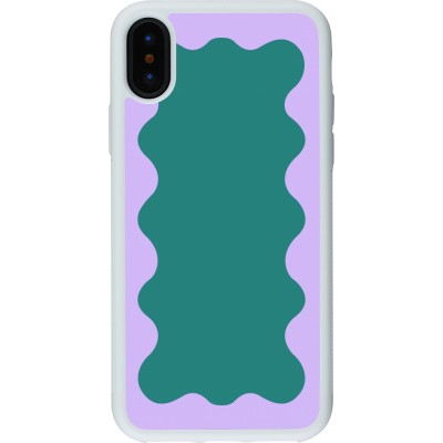 Coque iPhone X / Xs - Silicone rigide blanc Wavy Rectangle Green Purple