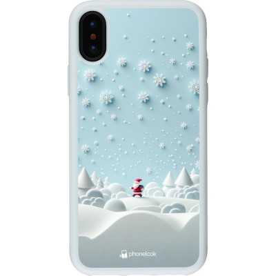 Coque iPhone X / Xs - Silicone rigide blanc Noël 2023 Petit Père Flocon