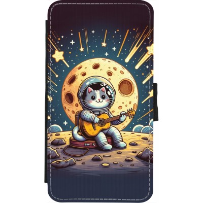 Coque iPhone X / Xs - Wallet noir AstroCat RockLune