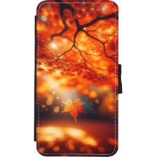 Coque iPhone X / Xs - Wallet noir Automne Magique Orange