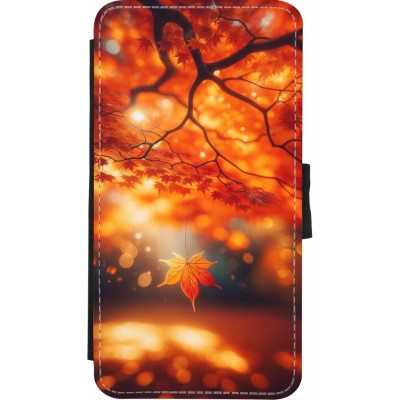 Coque iPhone X / Xs - Wallet noir Automne Magique Orange