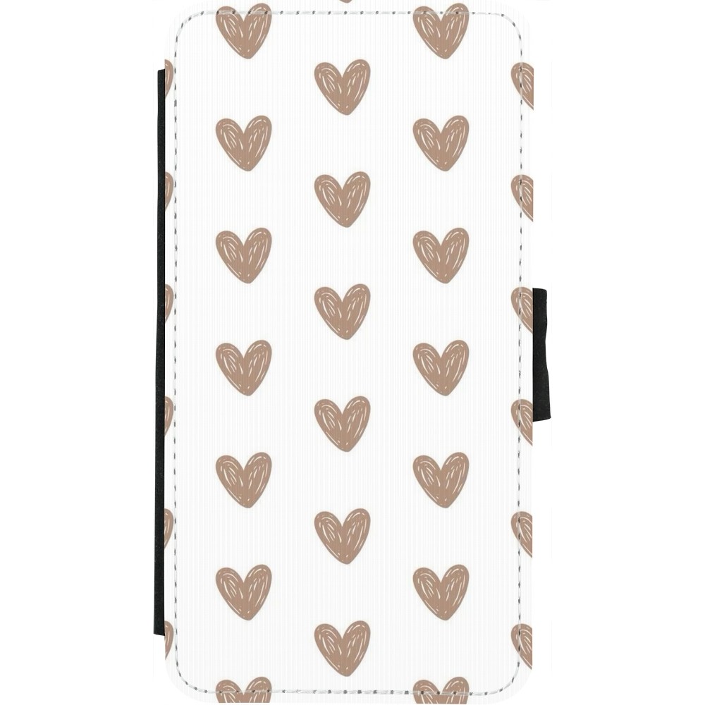 Coque iPhone X / Xs - Wallet noir Autumn 2024 brown hearts