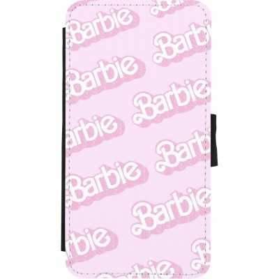 Coque iPhone X / Xs - Wallet noir Barbie light pink pattern