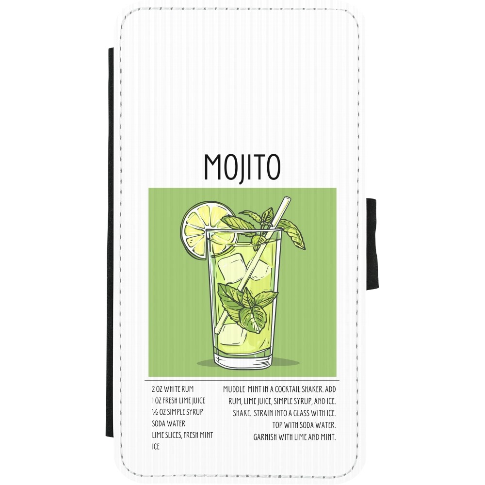 Coque iPhone X / Xs - Wallet noir Cocktail recette Mojito