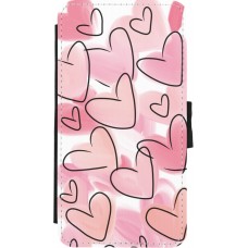 Coque iPhone X / Xs - Wallet noir Easter 2023 pink hearts