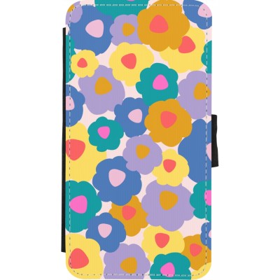 Coque iPhone X / Xs - Wallet noir Easter 2024 flower power