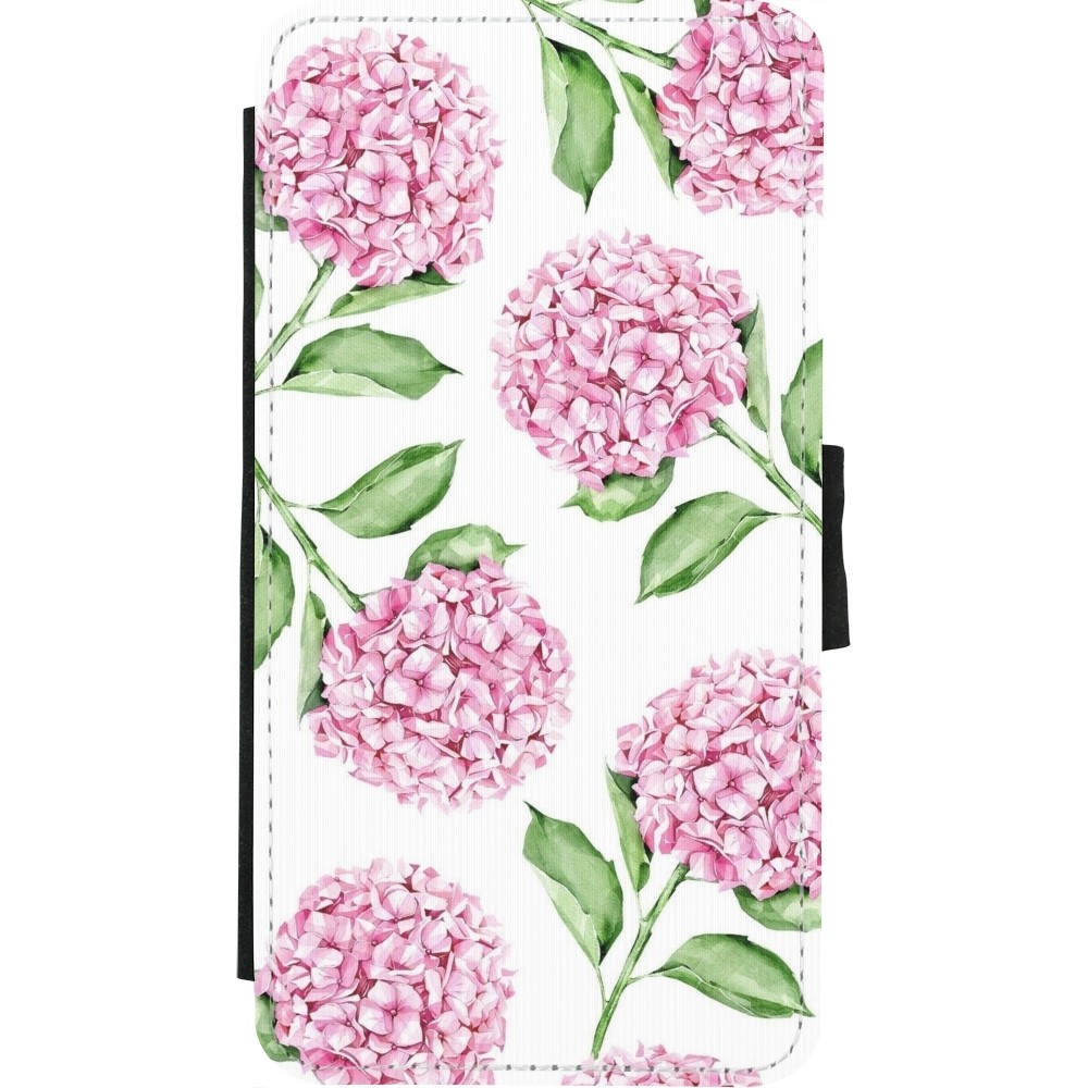 Coque iPhone X / Xs - Wallet noir Easter 2024 pink flowers