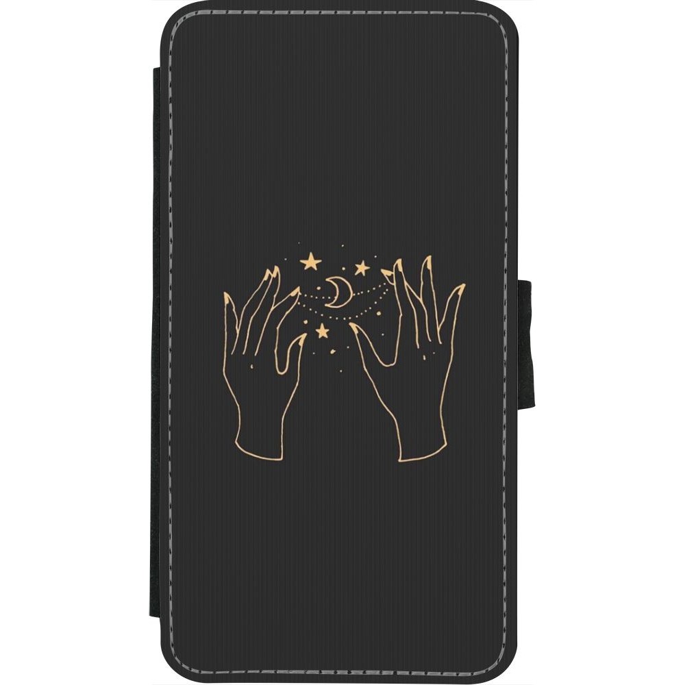 Hülle iPhone X / Xs - Wallet schwarz Grey magic hands