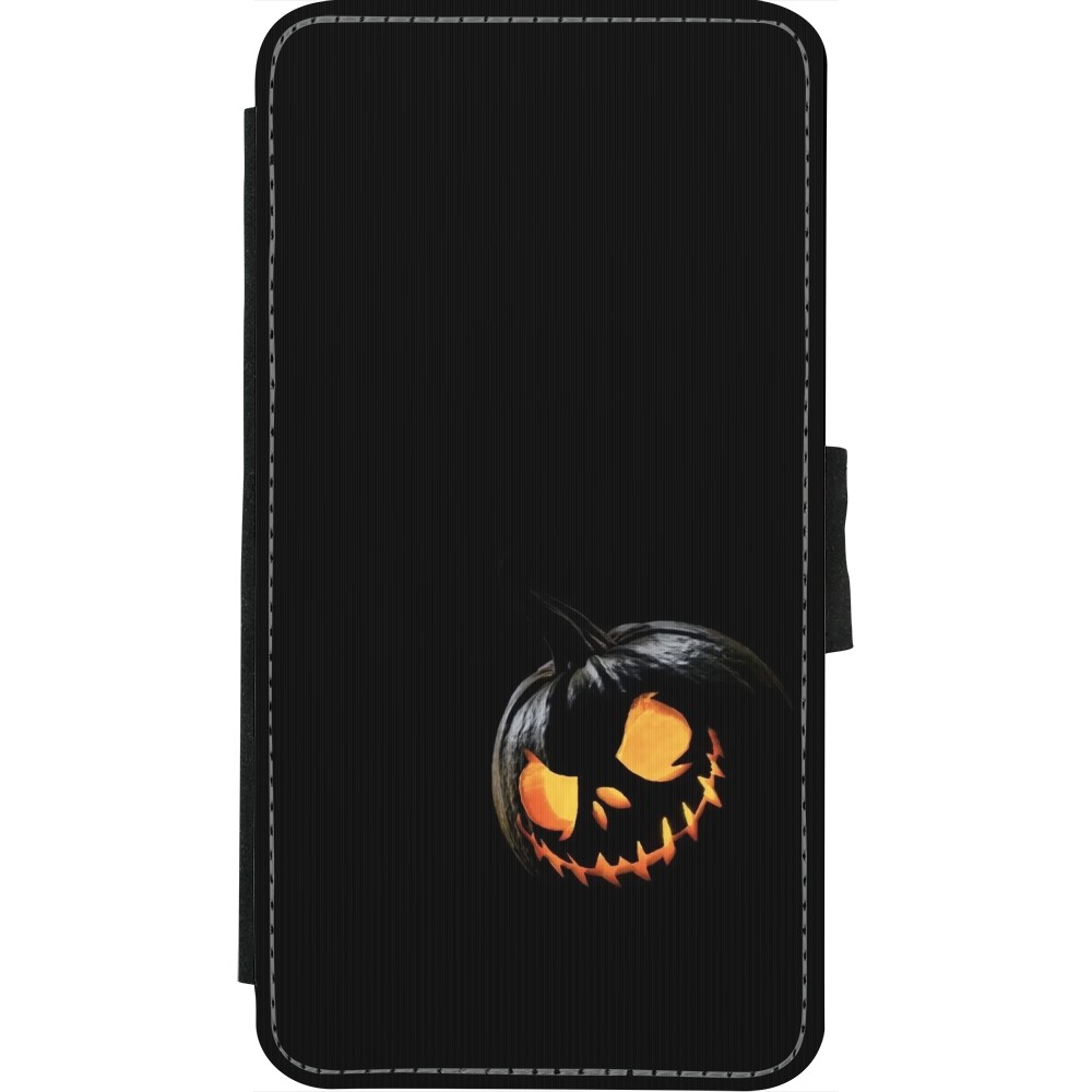 Coque iPhone X / Xs - Wallet noir Halloween 2023 discreet pumpkin