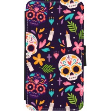 Coque iPhone X / Xs - Wallet noir Halloween 2023 mexican style