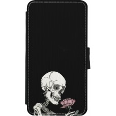 Coque iPhone X / Xs - Wallet noir Halloween 2023 rose and skeleton