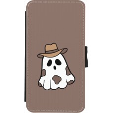 Coque iPhone X / Xs - Wallet noir Halloween 2024 cowboy ghost