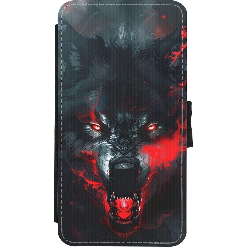 Coque iPhone X / Xs - Wallet noir Halloween 2024 mad werewolf