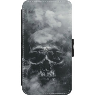 Coque iPhone X / Xs - Wallet noir Halloween 2024 smoky skull