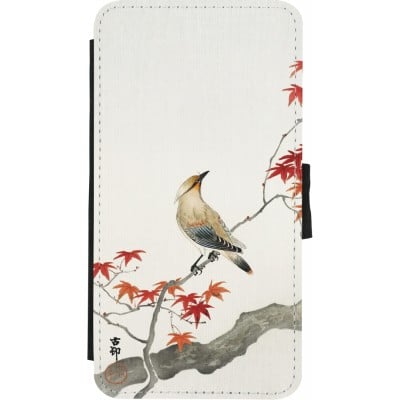 Coque iPhone X / Xs - Wallet noir Japanese Bird