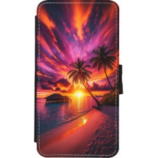 Coque iPhone X / Xs - Wallet noir Maldives Dusk Bliss