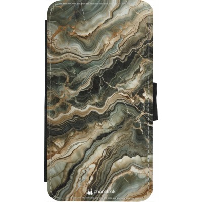 Coque iPhone X / Xs - Wallet noir Marbre Olive