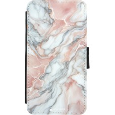 Coque iPhone X / Xs - Wallet noir Marbre Rose Lumineux