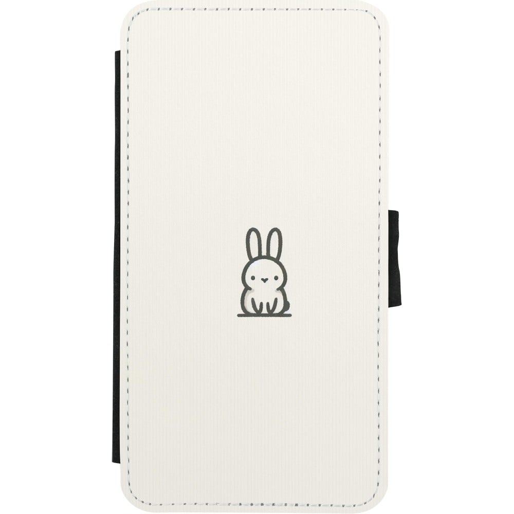 Coque iPhone X / Xs - Wallet noir Minimal bunny cutie