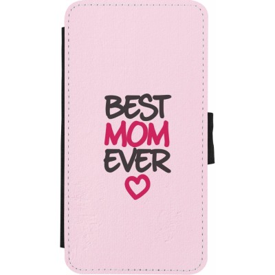 Coque iPhone X / Xs - Wallet noir Mom 2023 best Mom ever pink