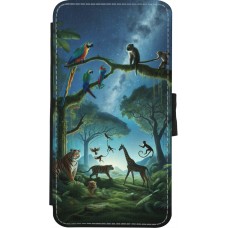 Coque iPhone X / Xs - Wallet noir Paradis des animaux exotiques