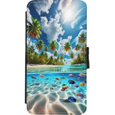 Coque iPhone X / Xs - Wallet noir Plage Paradis