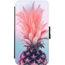 Coque iPhone X / Xs - Wallet noir Purple Pink Pineapple