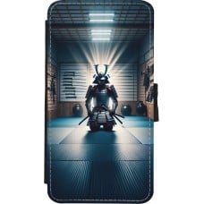 Coque iPhone X / Xs - Wallet noir Samouraï en prière