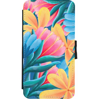 Coque iPhone X / Xs - Wallet noir Spring 23 colorful flowers