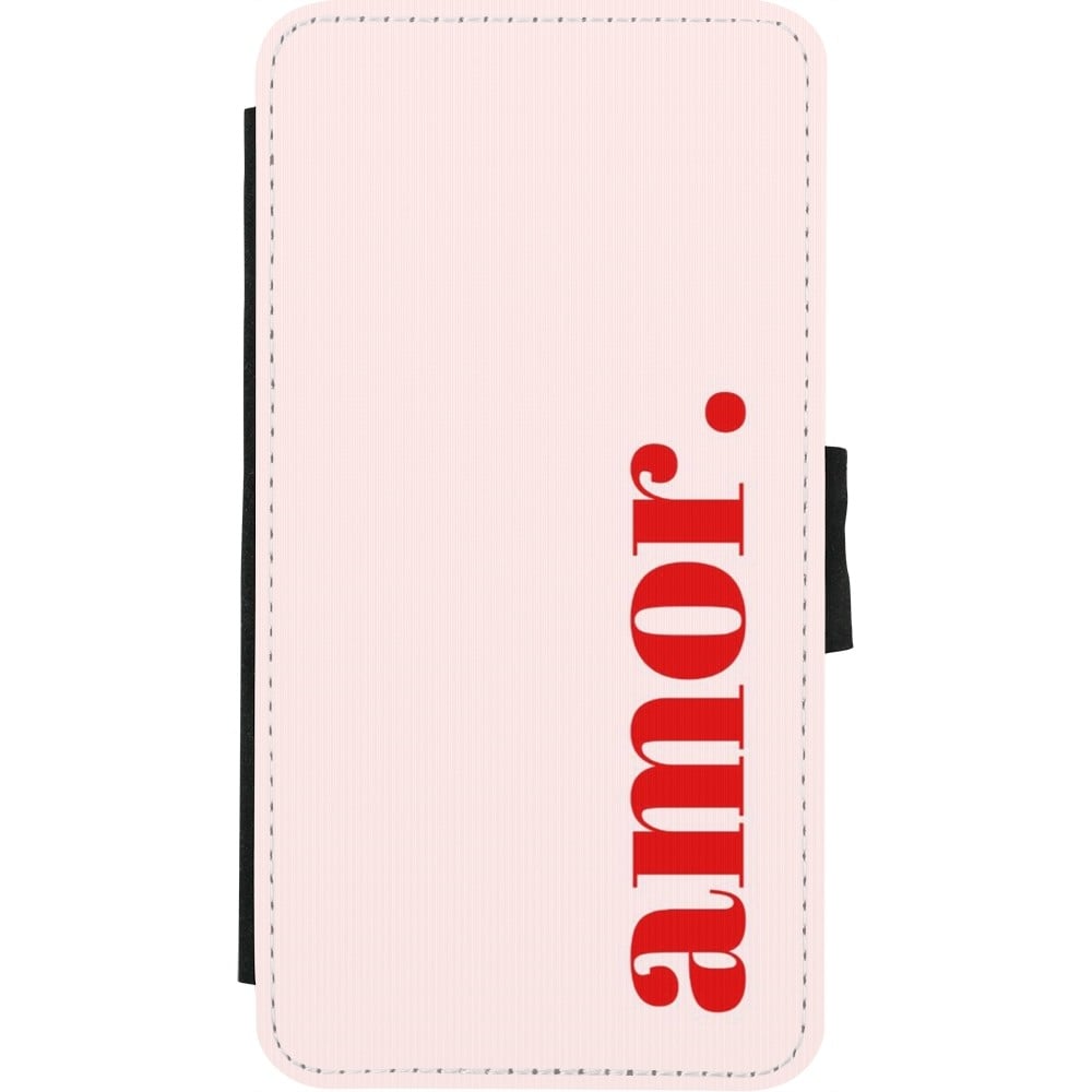 Coque iPhone X / Xs - Wallet noir Valentine 2024 amor