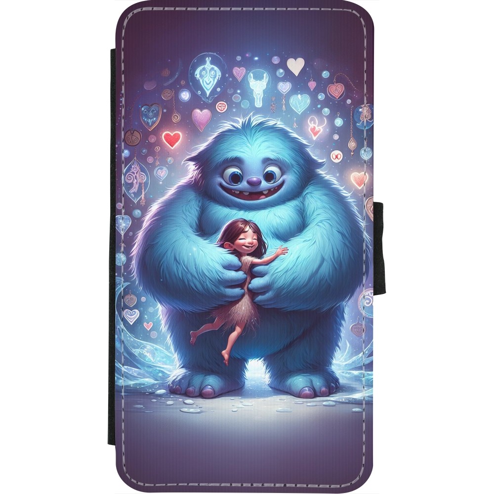 Coque iPhone X / Xs - Wallet noir Valentine 2024 Fluffy Love