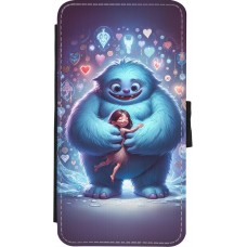 Coque iPhone X / Xs - Wallet noir Valentine 2024 Fluffy Love