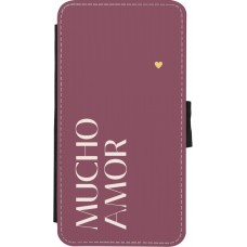 Coque iPhone X / Xs - Wallet noir Valentine 2024 mucho amor rosado